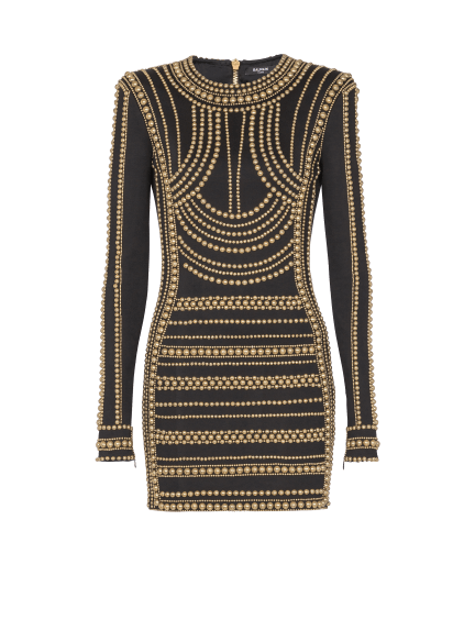 Short gold bead-embroidered dress