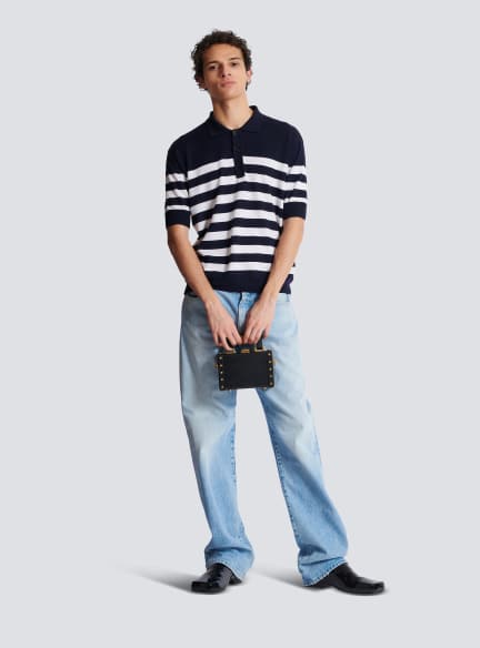 Knit striped polo