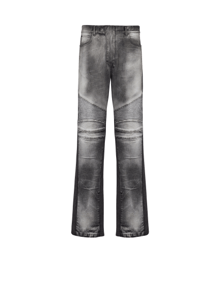 Loose-fit denim biker jeans