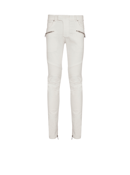 Biker jeans in white denim
