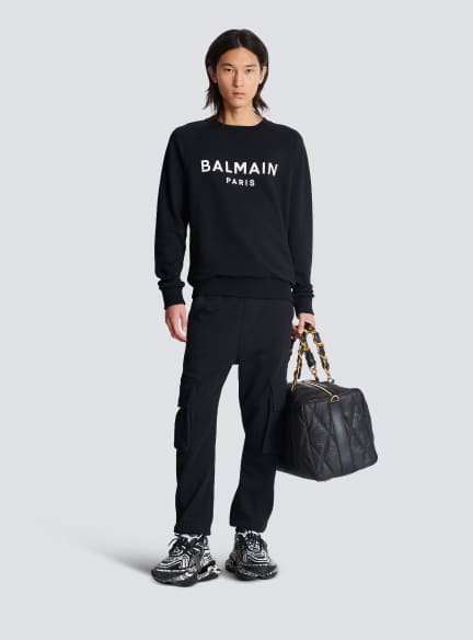Cargo joggers with Balmain Paris print