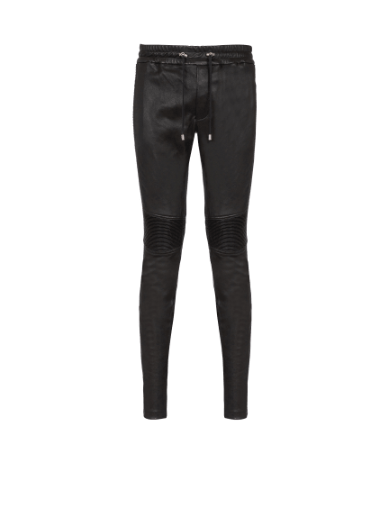 Leather biker trousers
