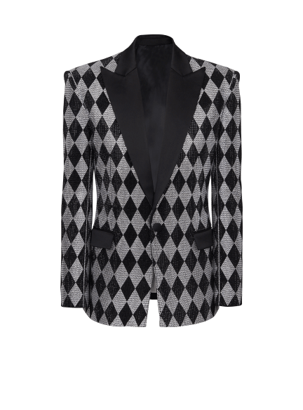 Diamond rhinestone 1-button jacket