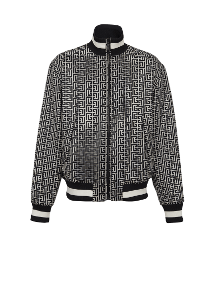 Reversible monogrammed bomber jacket