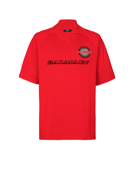 Polo shirt with Balmain Racing embroidery