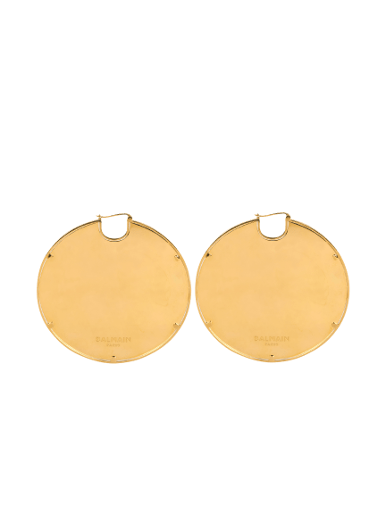 Balmain-engraved brass hoop earrings