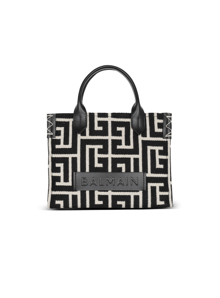 B-Army monogrammed jacquard and leather tote bag