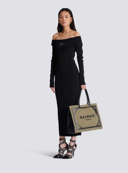 B-Army 42 canvas tote bag with leather details