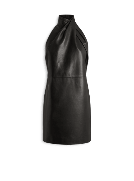 Lambskin open-back dress