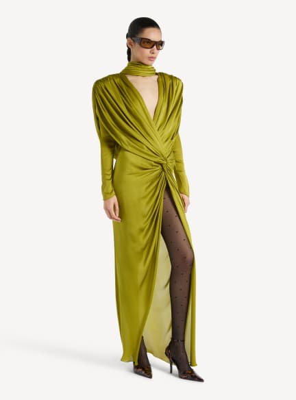 balmain green dress Lizzo Balmain Green Shiny Plus Size Dress Grammys 2021