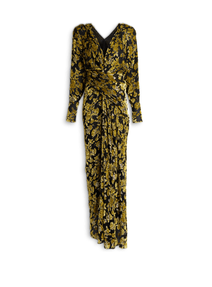 Robe longue en jacquard velours