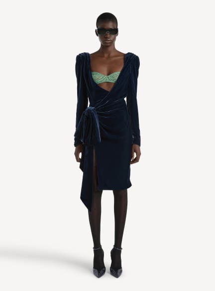 balmain blue dress Balmain button-detail Knitted Mini Dress | Blue