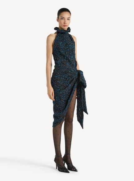 balmain cocktail dress Balmain Women's Beaded Strap Fluid Silk Column Gown - Red