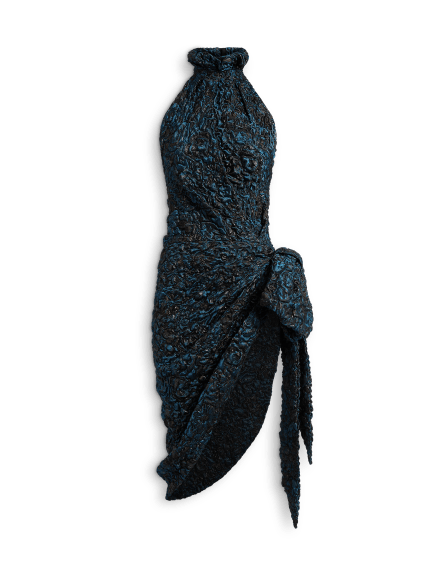 Draped cloqu&eacute; jacquard dress