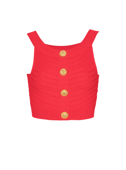Cropped buttoned knit top