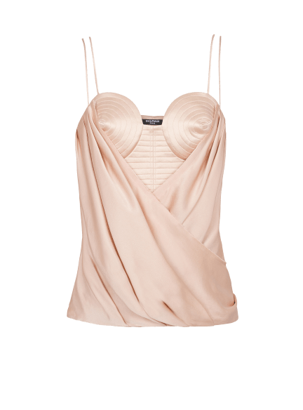 Strappy satin bustier top