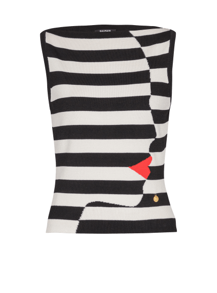 Knit Marinière top with Face motif