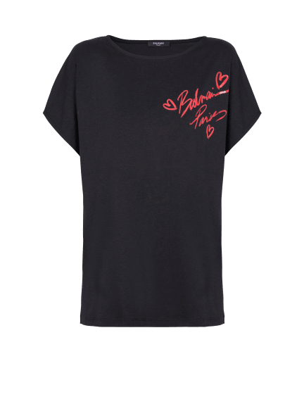 Kurzärmeliges T-Shirt mit Balmain Lipstick-Print