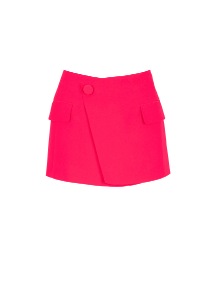 Asymmetric crepe mini skirt
