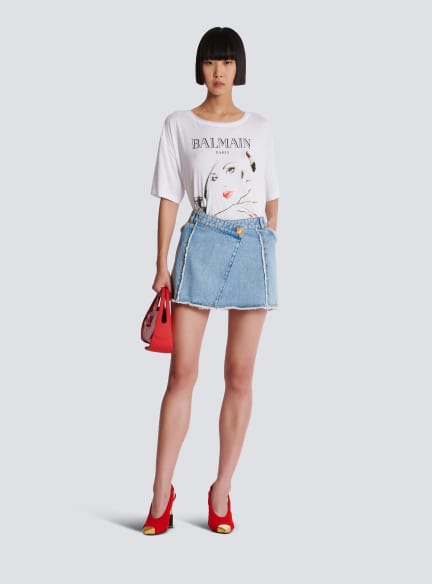 Asymmetric denim skirt