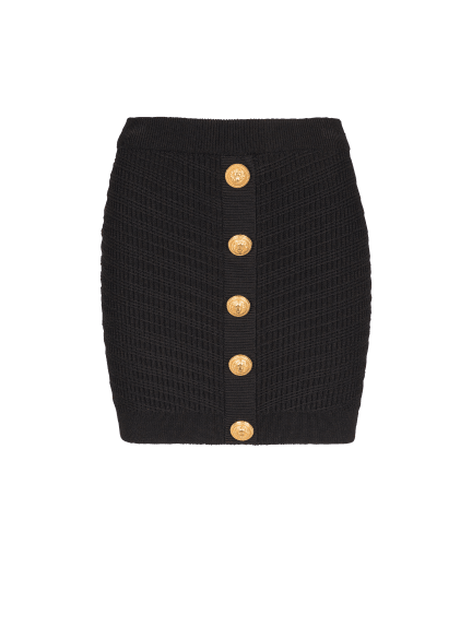Buttoned knit short skirt