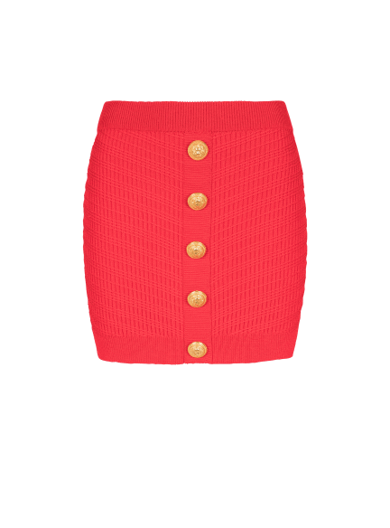 Buttoned knit short skirt