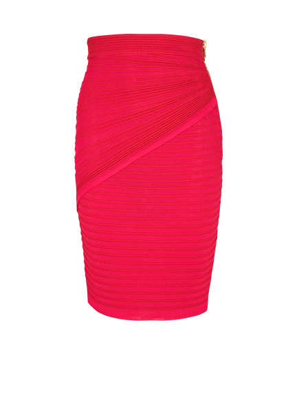 Flechage knit knee-length skirt