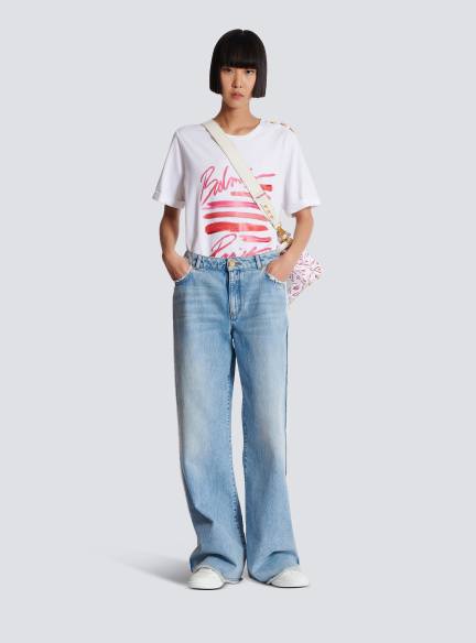 Straight-leg denim jeans