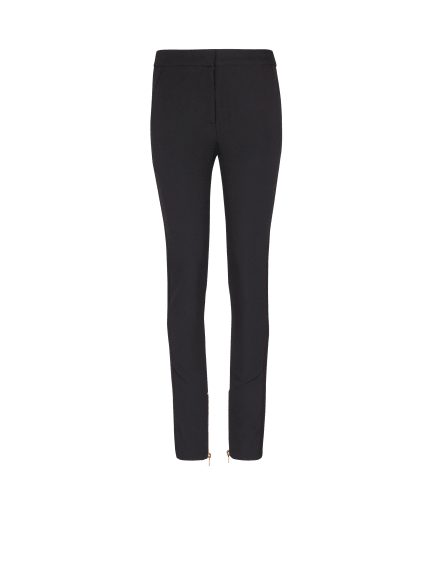 Zipped slim-fit grain de poudre trousers