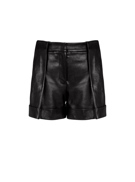 Pleated lambskin shorts
