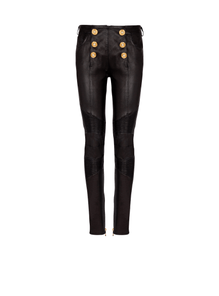 Lambskin slim-fit biker trousers
