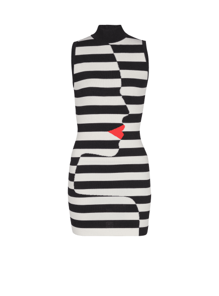 Halterneck face marinière knit dress