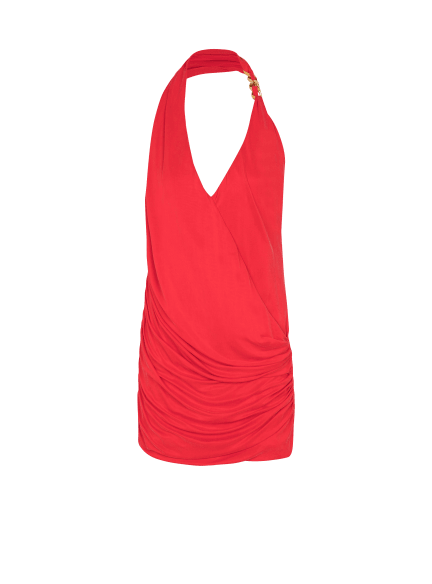 Draped jersey halterneck dress