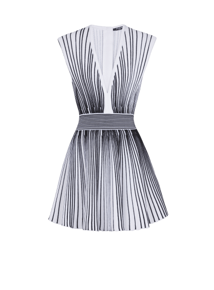 Two-tone flared knit dress