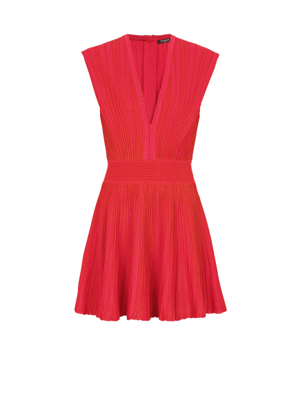 Two-tone flared knit dress