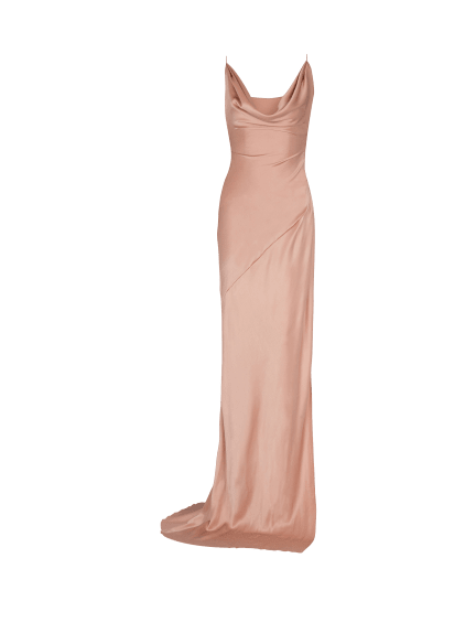 Draped satin slit dress
