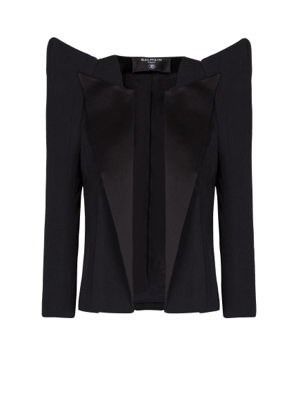 Cropped grain de poudre jacket with structured shoulders