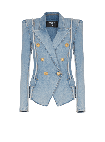 Taillierte Jeansjacke mit sechs Knöpfen