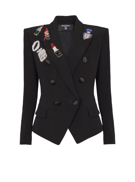 Fitted 6-button jacket with patches