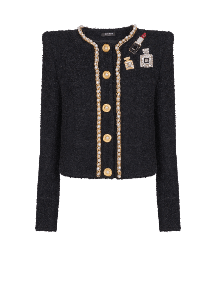 Patches Pearls Chains Detail Jacket