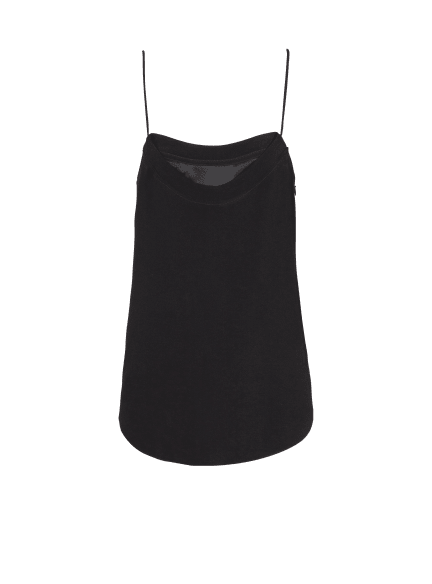 Thin-strap double-collar crepe satin top