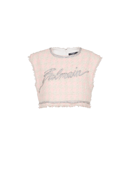 Short-sleeve paris embroidered crop top