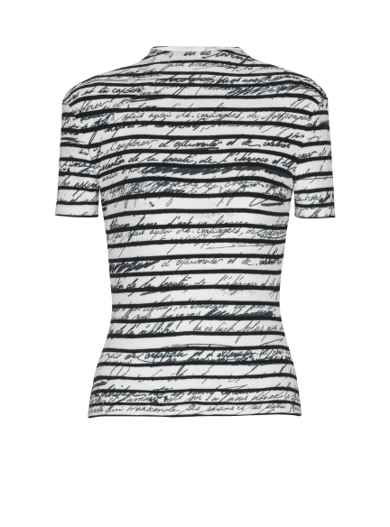 Three-buttons marinière love letter print top