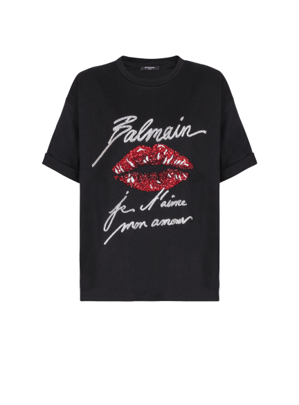 Short-sleeved T-shirt with Kiss embroidery