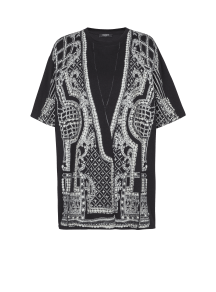 Trompe l'œil T-shirt with embroidery print