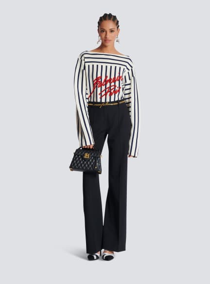 Striped Balmain Baseball long-sleeved top