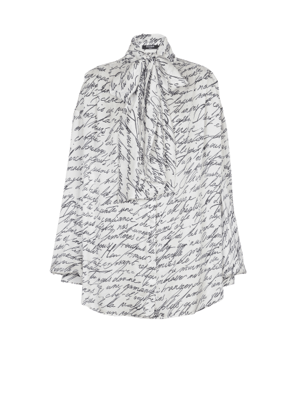 Pussy-bow shirt with "Love Letter" print