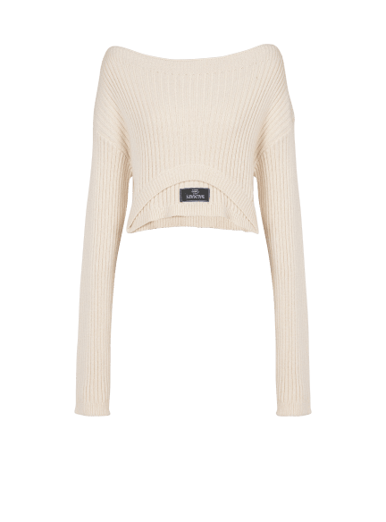 Boat neck optical illusion ribbed crop top