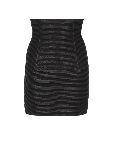 High-waist rolled lambskin leather mini skirt