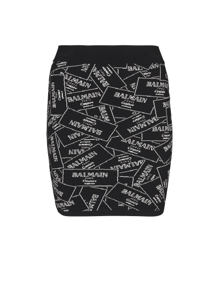Short skirt in Balmain label jacquard knit